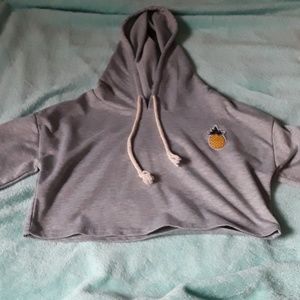 Grey pineapple croped hoodie